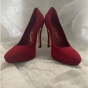 Alice + Olivia red high heels